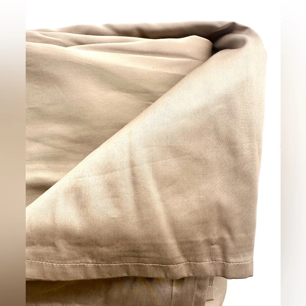New Laurel Crest Organic Cotton Queen Flat Sheet Beige Satin